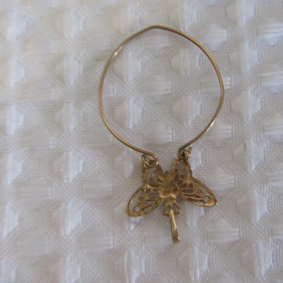 10K Yellow Gold Butterfly Charm Holder Pendant - Picture 4 of 6